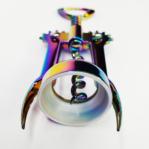 Iridescent Rainbow Dichroic Oil Slick Color Shift Wine Bottle Opener Bar Tool - Picture 10 of 11
